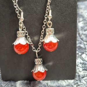 Handmade Elegant Red Drop Jewelry Set